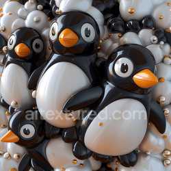 seamless Seamless 3D Inflated Vinyl Penguin Panel PBR Texture in Black, White, and Orange texture 8k free download PBR