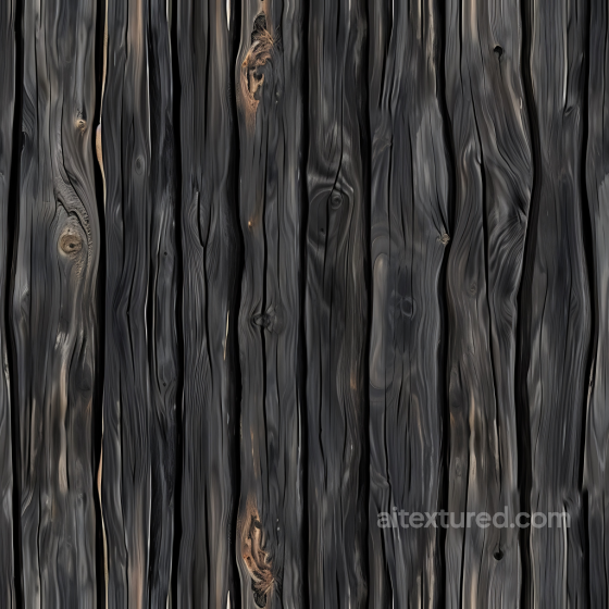 Charred Wood Planks PBR Texture with Dark Burnt Grain & Knots Wood texture preview