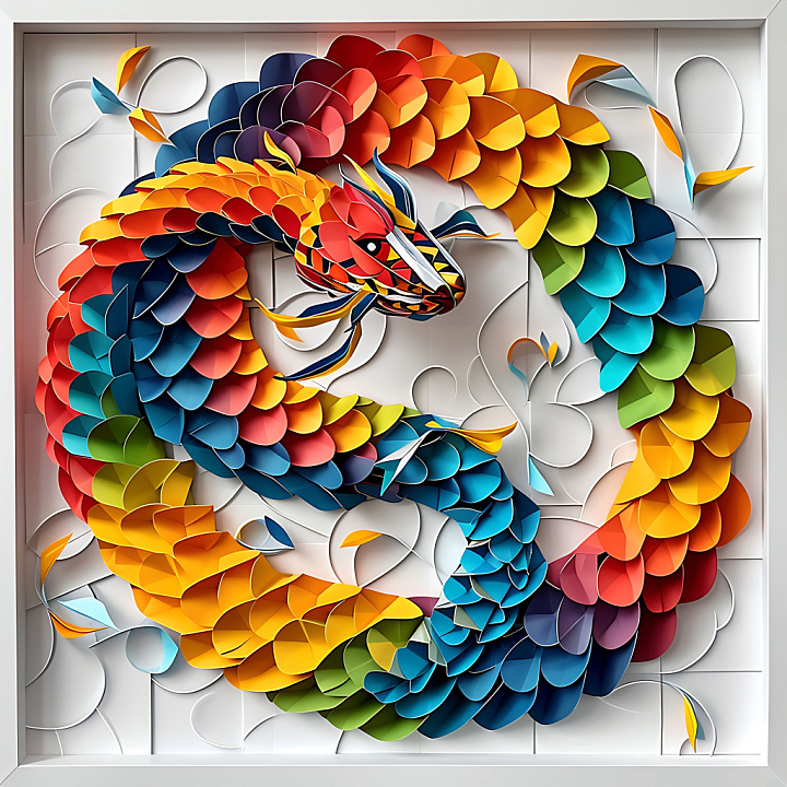Animal of Multi-Colored Burmese Python Origami Scales seamless PBR texture preview