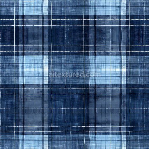 Preview — Seamless 3D Metal PBR Texture Featuring Blue Plaid Pattern with Subtle Layered Grids