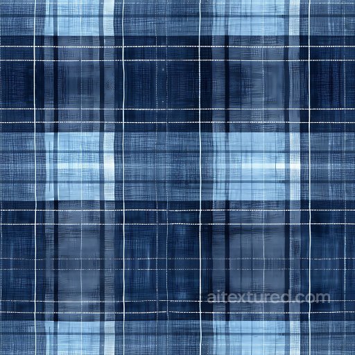 Seamless 3D PBR Plaid Fabric Texture Featuring Blue and Navy Checks texture preview