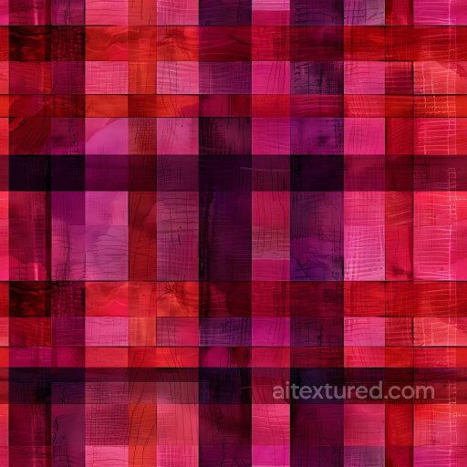 Seamless 3D PBR Texture of Vibrant Red and Purple Plaid Pattern with Painted Layering texture preview