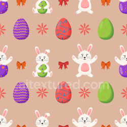 seamless Seamless 3D PBR Texture Featuring Easter Bunnies and Patterned Eggs on Soft Beige Background texture 8k free download PBR