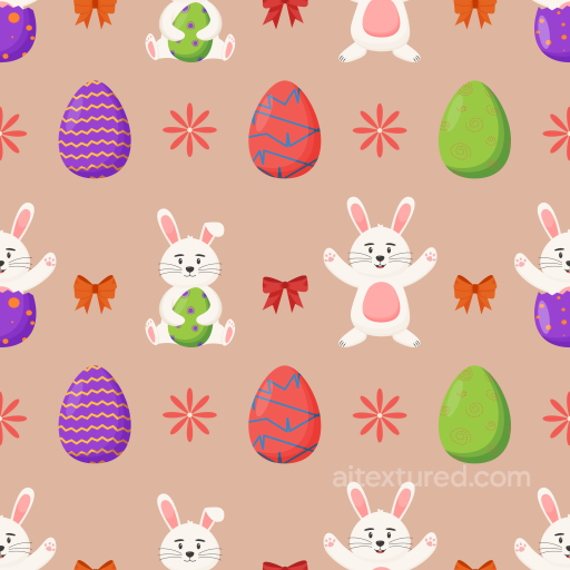 Featuring Easter Bunnies and Patterned Eggs on Soft Beige Background seamless All Christmas Digital paper PBR texture