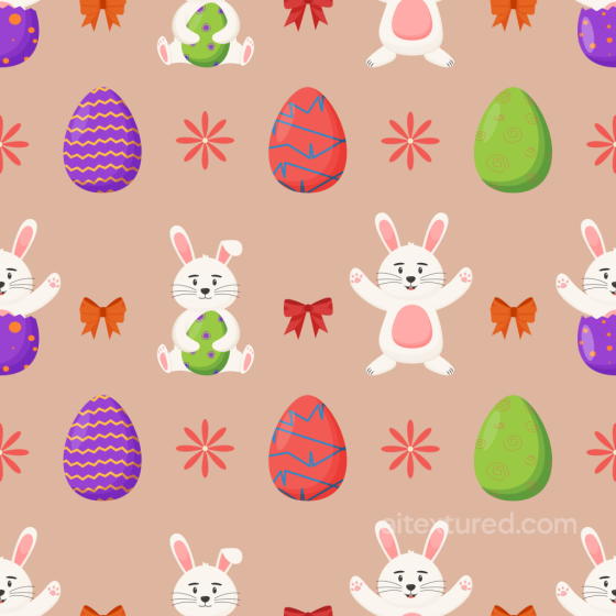 Featuring Easter Bunnies and Patterned Eggs on Soft Beige Background All Christmas Digital paper texture preview