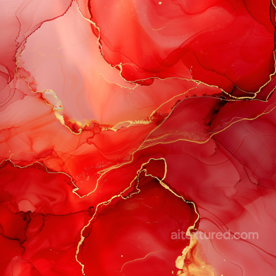 Alcohol Ink PBR Texture with Red and Gold Fluid Waves and Translucent Layers Alcohol ink texture preview