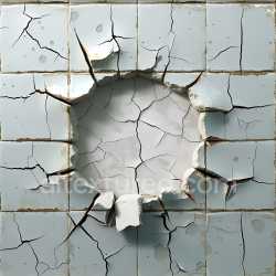 seamless Seamless 3D Cracked & Holes PBR Texture of White Ceramic Tile Wall with Structural Damage texture 8k free download PBR