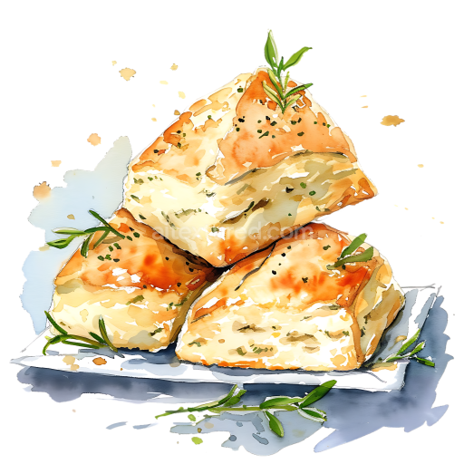 Savory Scones Breakfast Illustration with Fresh Herbs and Golden Crusts