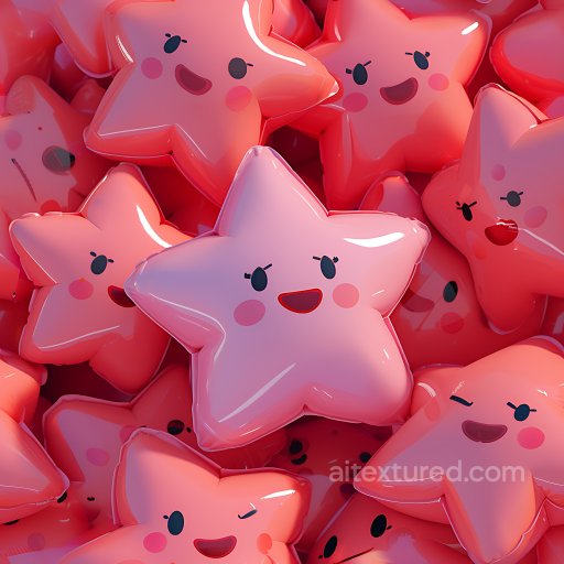 Inflated PBR Texture of Pink and Coral Star-Shaped Balloons with Glossy Surface seamless Inflated PBR texture