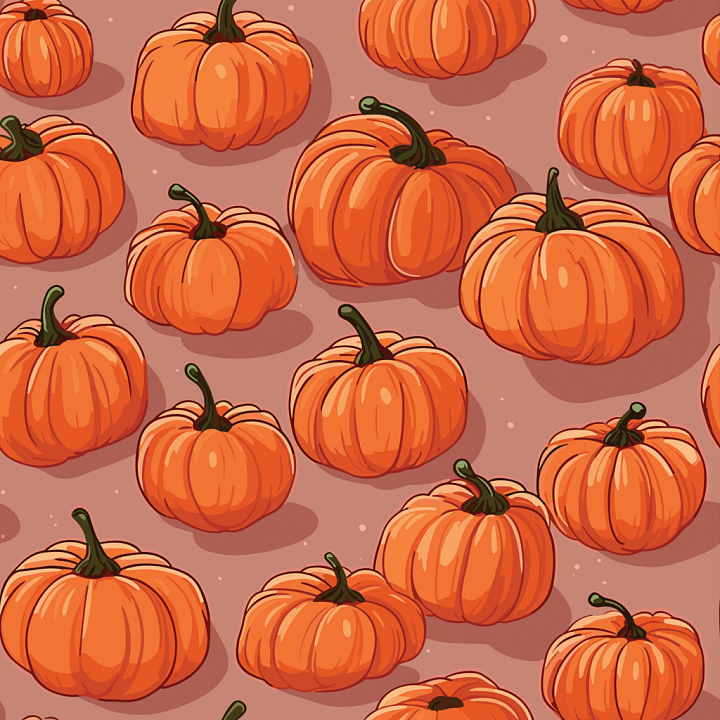 Watercolor Pumpkin Pattern with Autumn Hues seamless PBR texture preview