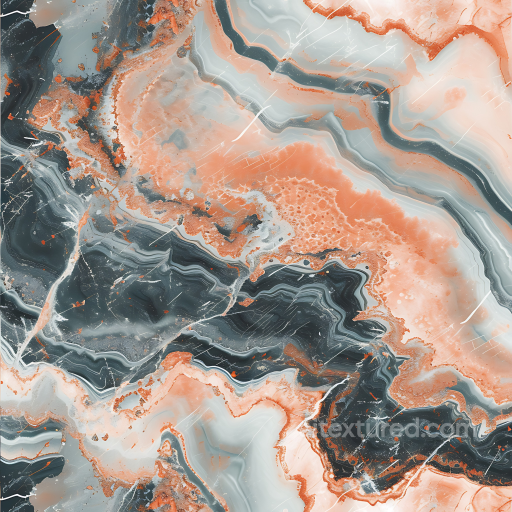Polished Marble PBR Texture Featuring Orange and gray Organic Veins seamless Marble PBR texture