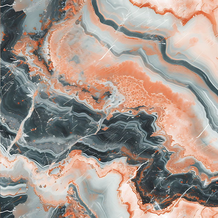 Polished Marble Featuring Orange and gray Organic Veins seamless PBR texture preview