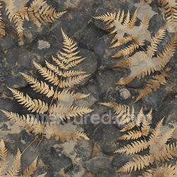 seamless Seamless 3D PBR Fossil Stone Texture Featuring Detailed Leaf Imprints on Dark Rock Surface texture 8k free download PBR