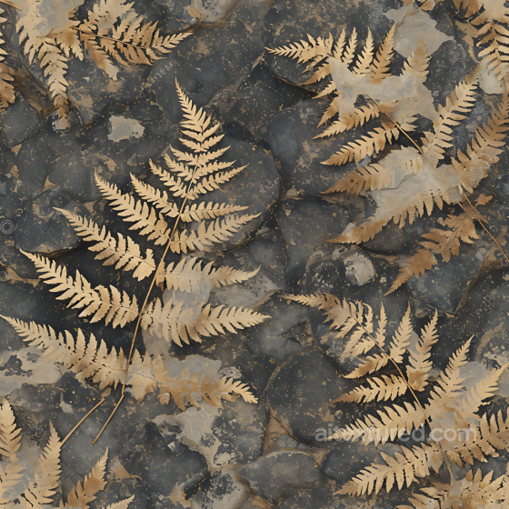 Fossil Stone Texture Featuring Detailed Leaf Imprints on Dark Rock Surface Stone texture preview