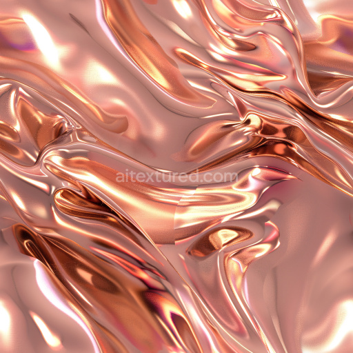 Seamless 3D PBR Texture with Glossy Copper-Like Smooth Reflection and Fluid Folds