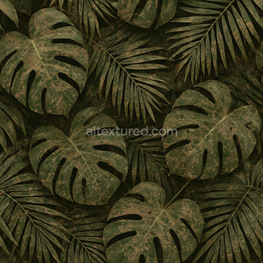 Dirty Tropical Leaves Texture Seamless 1024X1024