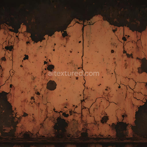 Seamless 3D Rusty Metal PBR Texture Featuring Deep Cracks and Corroded Holes