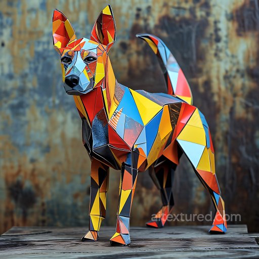 Animal - Seamless 3D PBR Texture Featuring Colorful Geometric Australian Kelpie Dog Origami Style texture preview