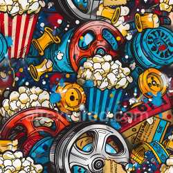 seamless Seamless 3D PBR Texture Featuring Vibrant Popcorn and Spray Can Graffiti Art texture 8k free download PBR