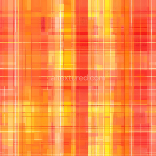 Seamless 3D Copper Plaid Metal PBR Texture with Warm Orange and Yellow Grid Pattern
