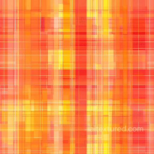 Seamless 3D PBR Texture of Vibrant Orange and Yellow Plaid Fabric Pattern texture preview