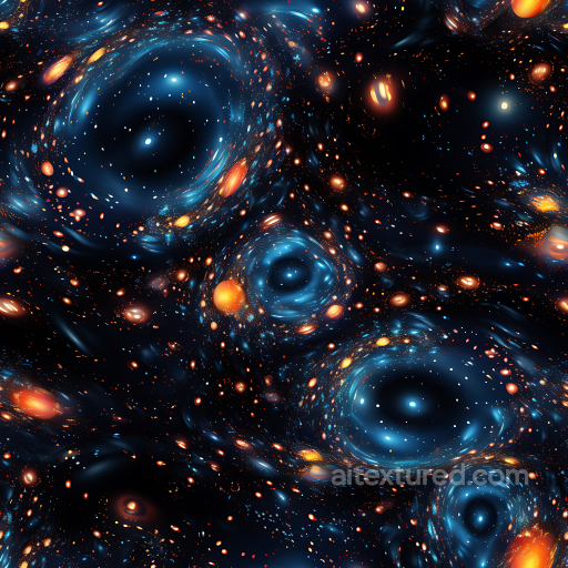 Space PBR Texture Featuring Swirling Cosmic Vortexes and Glowing Galaxy Clouds seamless Star, space, planets PBR texture