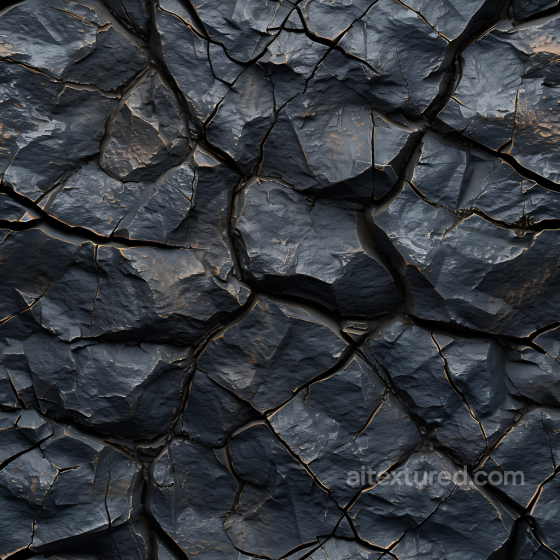 Cracked Black Stone Ground PBR Texture with Rough, Layered Rock Surfaces Stone texture preview