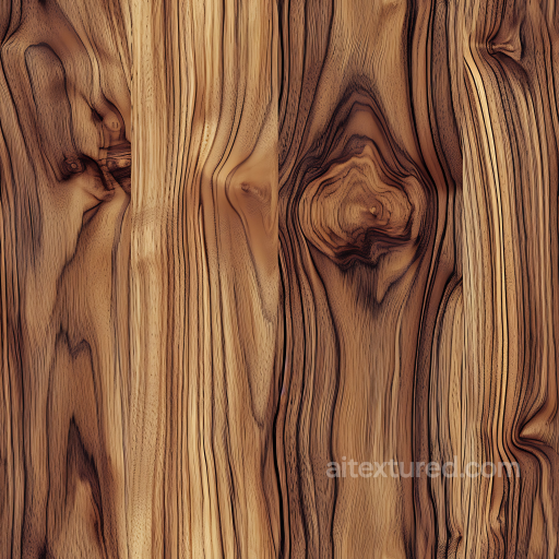 Dark Walnut Wood PBR Texture with Distinctive Knots and Grain Patterns seamless Wood PBR texture