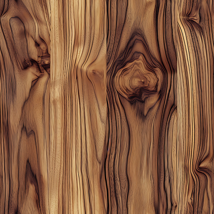 Dark Walnut Wood with Distinctive Knots and Grain Patterns seamless PBR texture preview