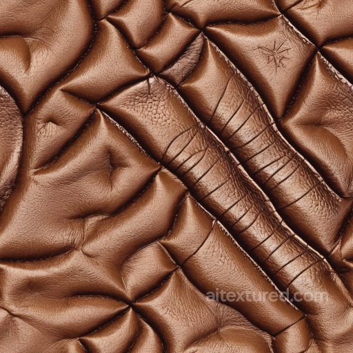 Quilted Brown Leather PBR Texture with Wrinkles and Stitching seamless Leather PBR texture