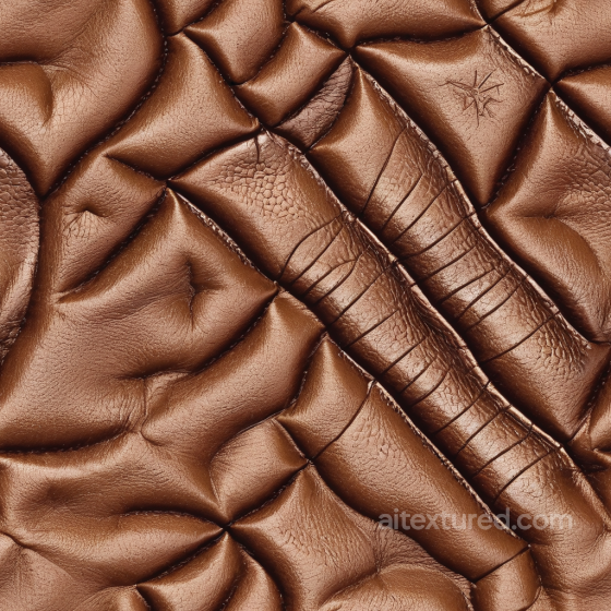 Quilted Brown Leather PBR Texture with Wrinkles and Stitching Leather texture preview