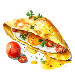 seamless Breakfast White Omelet with Cherry Tomatoes and Parsley Illustration texture 8k free download PBR
