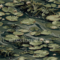 seamless Seamless 3D Swamp Lily Pad Camouflage PBR Texture with Natural Water and Vegetation texture 8k free download PBR