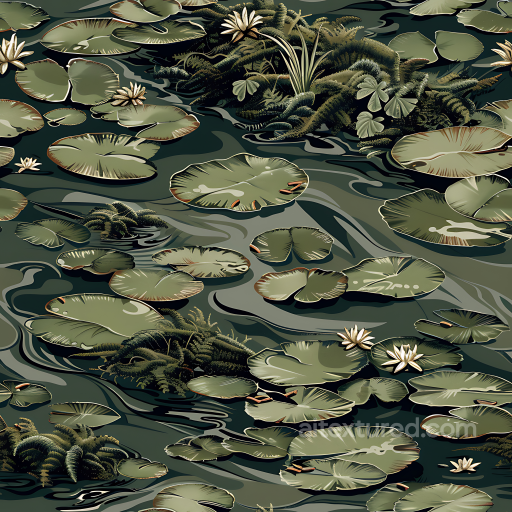 Swamp Lily Pad Camouflage PBR Texture with Natural Water and Vegetation seamless Color Camouflage PBR texture