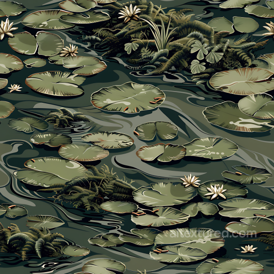 Swamp Lily Pad Camouflage PBR Texture with Natural Water and Vegetation Color Camouflage texture preview