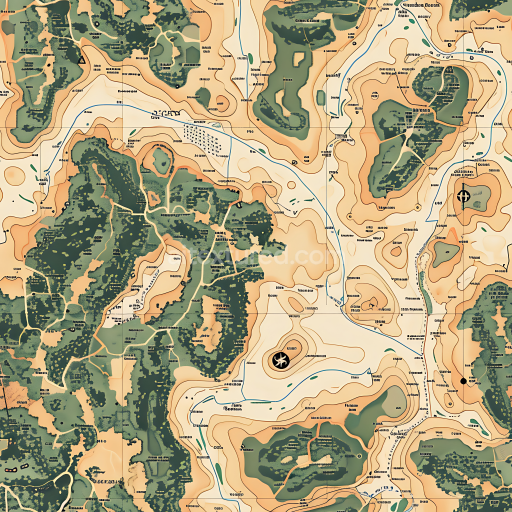 Seamless 3D desert topographic camouflage PBR texture with contour lines and terrain details