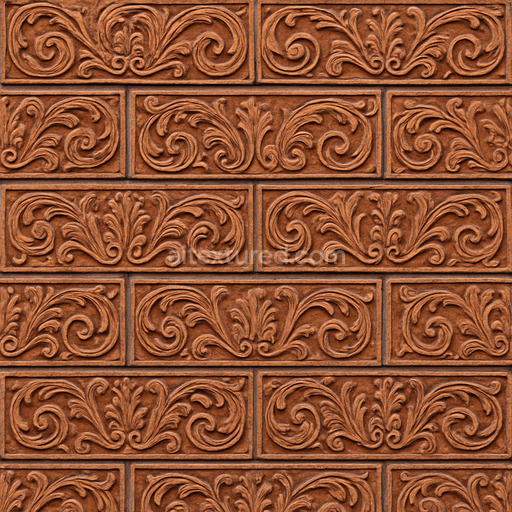 Ornate Clay Brick Texture Seamless 1024X1024