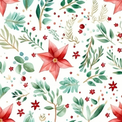 seamless Seamless 3D PBR Watercolor Christmas Texture with Floral and Leaf Patterns texture 8k free download PBR