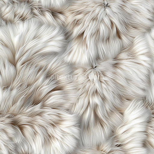 Seamless 3D PBR Soft White Long Fur Leather Texture with Natural Flowing Strands