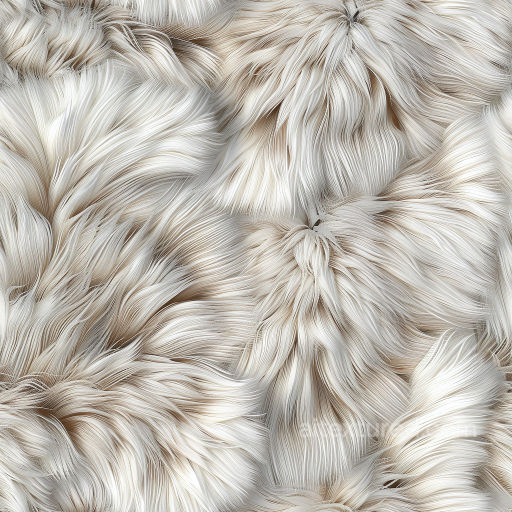 Soft White Long Fur Leather Texture with Natural Flowing Strands seamless Leather PBR texture