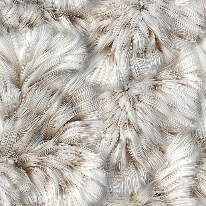 Soft White Long Fur Leather with Natural Flowing Strands seamless PBR texture preview