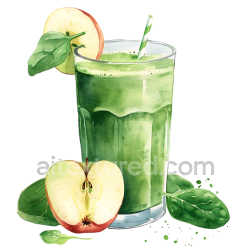 seamless Fresh Green Apple and Spinach Juice Breakfast Illustration texture 8k free download PBR