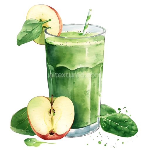 Fresh Green Apple and Spinach Juice Breakfast Illustration