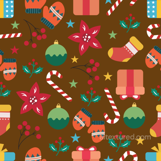 Christmas Digital Paper Texture With Festive Icons On Brown Background All Christmas Digital paper texture preview