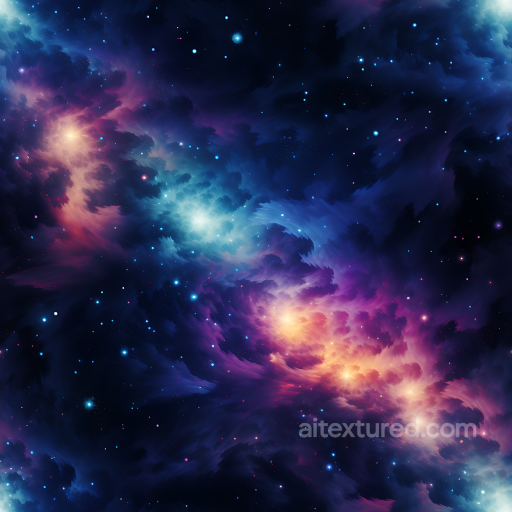 Space PBR Texture Featuring Vivid Nebula Clouds and Starfield seamless Star, space, planets PBR texture