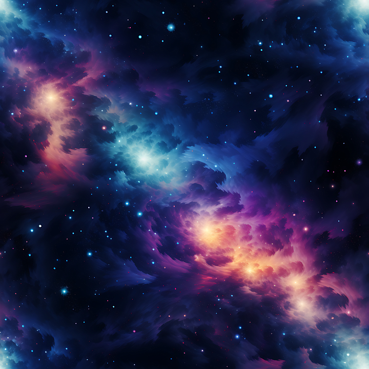 Space Featuring Vivid Nebula Clouds and Starfield seamless PBR texture preview