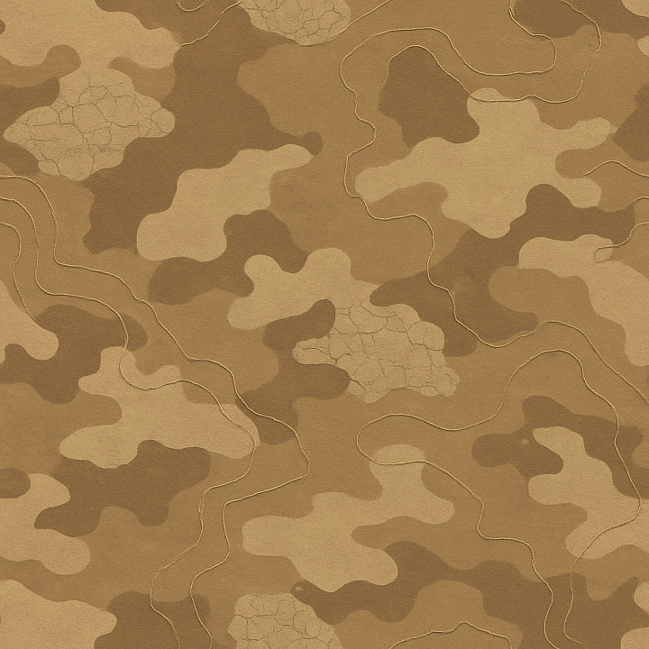 Desert Camo Fabric With Dry Mud And Camouflage Contour Lines seamless PBR texture preview
