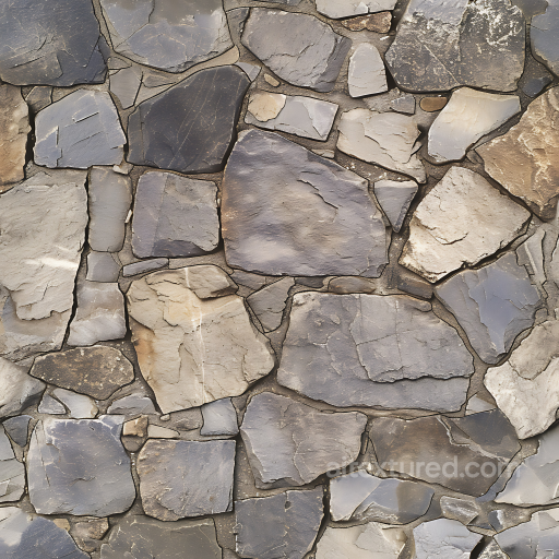 Stone Texture of Natural Flagstone Wall with Varied Earth Tones seamless Stone PBR texture