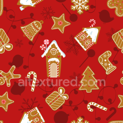 seamless Seamless 3D PBR Texture of Festive Gingerbread Cookies on Red Background texture 8k free download PBR