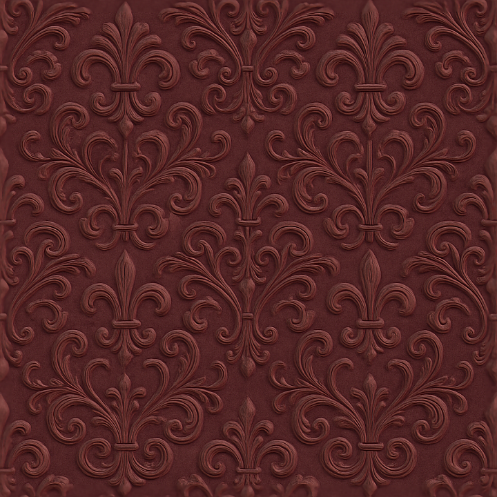 Wallpaper With Art Nouveau Arabesque Fleur De Lis Pattern seamless PBR texture preview